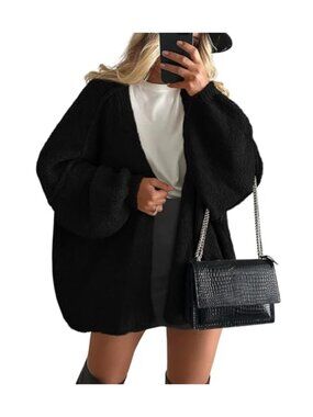 Oversized Open Front Knit Cardigan Sweater Women Long Sleeve Lightweight